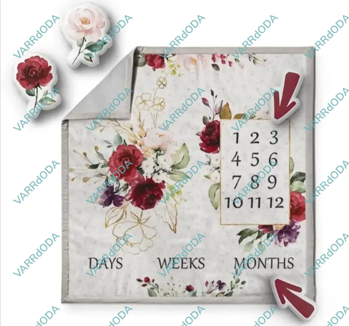 Bordó virágok mérföldkő takaró