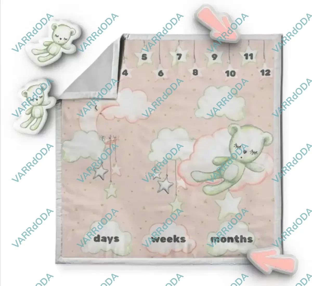 Rózsaszín maci mérföldkő takaró