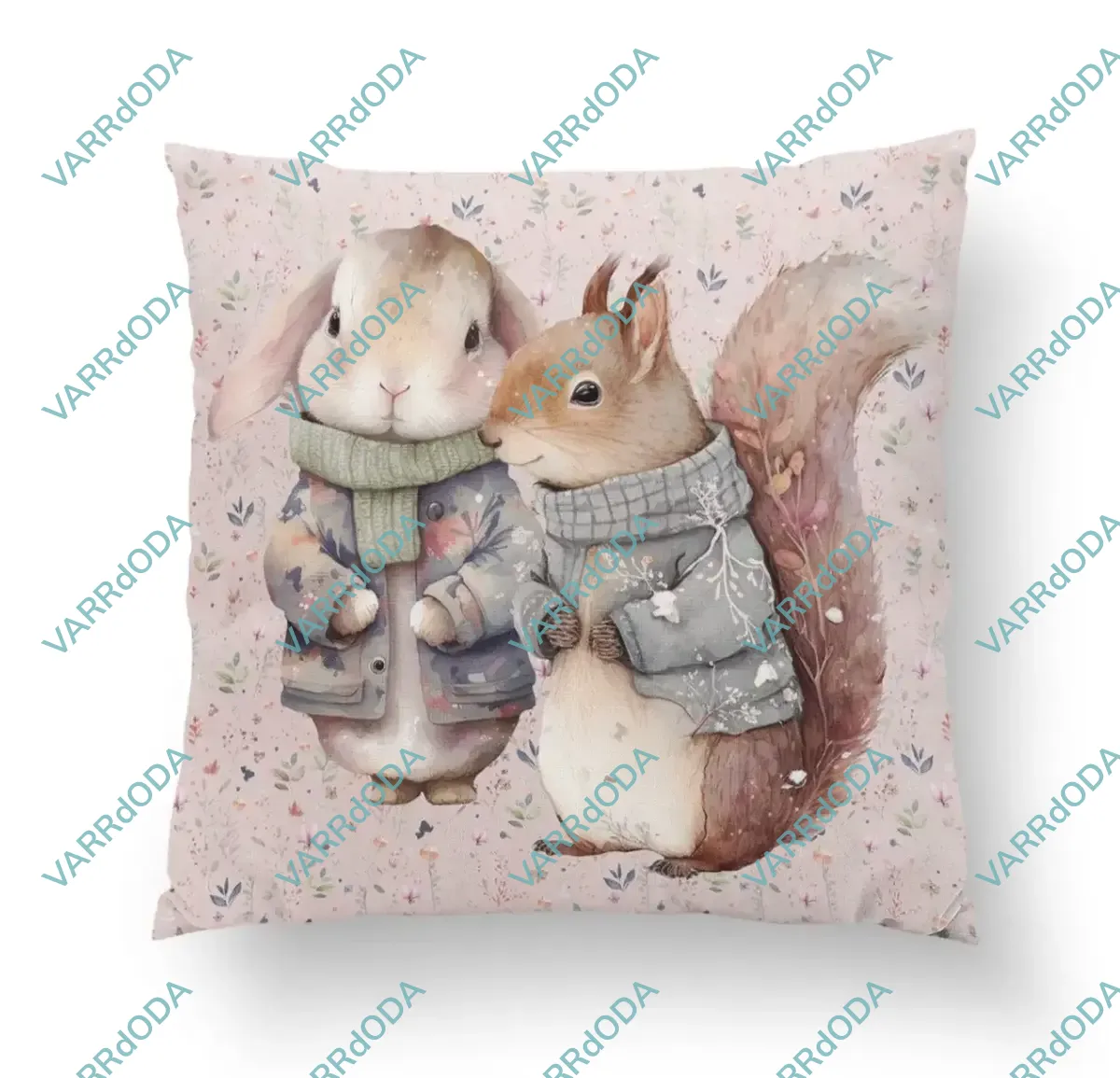 Melegföld, nyúl és a mókus prémium párna