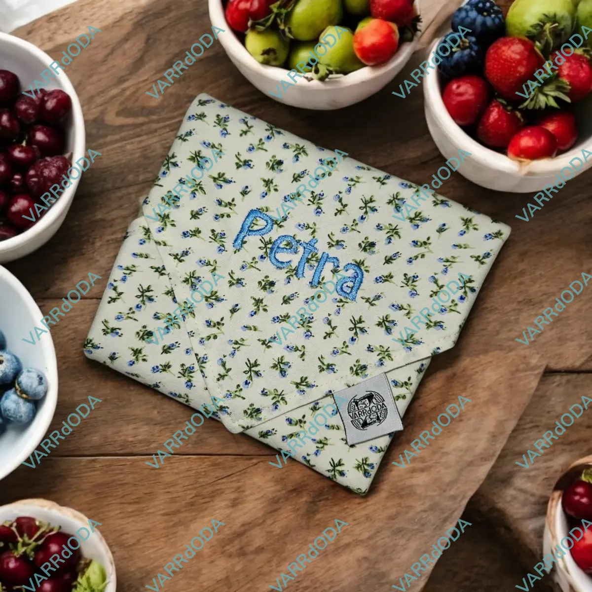 Kék virágos újraszalvéta