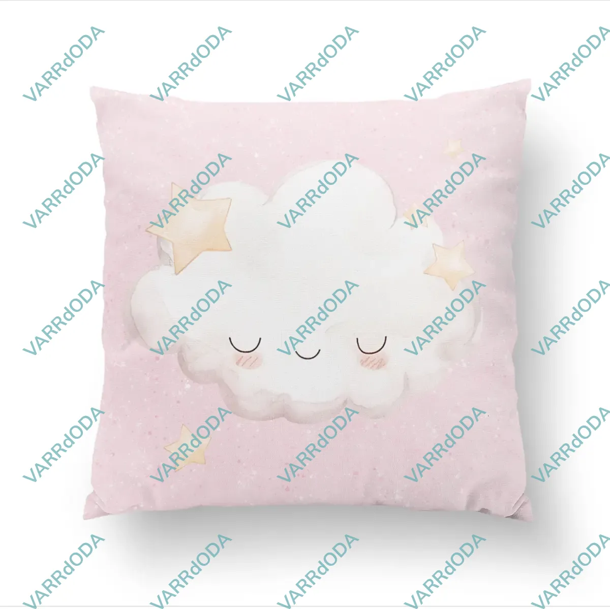 Rózsaszín világ-felhő prémium díszpárna